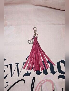 Red Leather 100% Authentic GUCC Leather Tassel Keychain with Silver Hardware